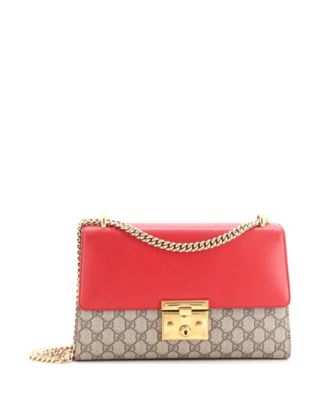 Б/у средняя сумка Gucci Padlock Shoulder Bag GG из лакированной ткани и кожи