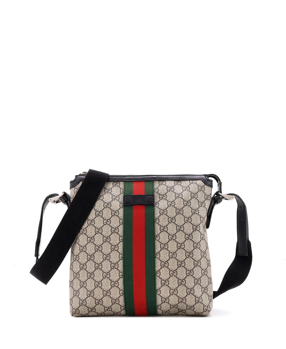 Pre-Owned Gucci Medium Web Messenger Bag GG Coated Canvas