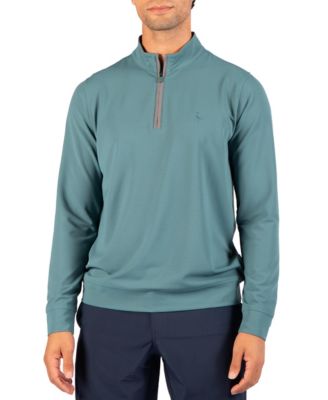 Tailorbyrd Men's Micro Grid Performance Quarter Zip with Contrast Pipping