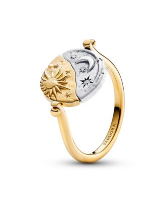 Pandora Cubic Zirconia Two-Tone Sun & Moon Reversible Ring