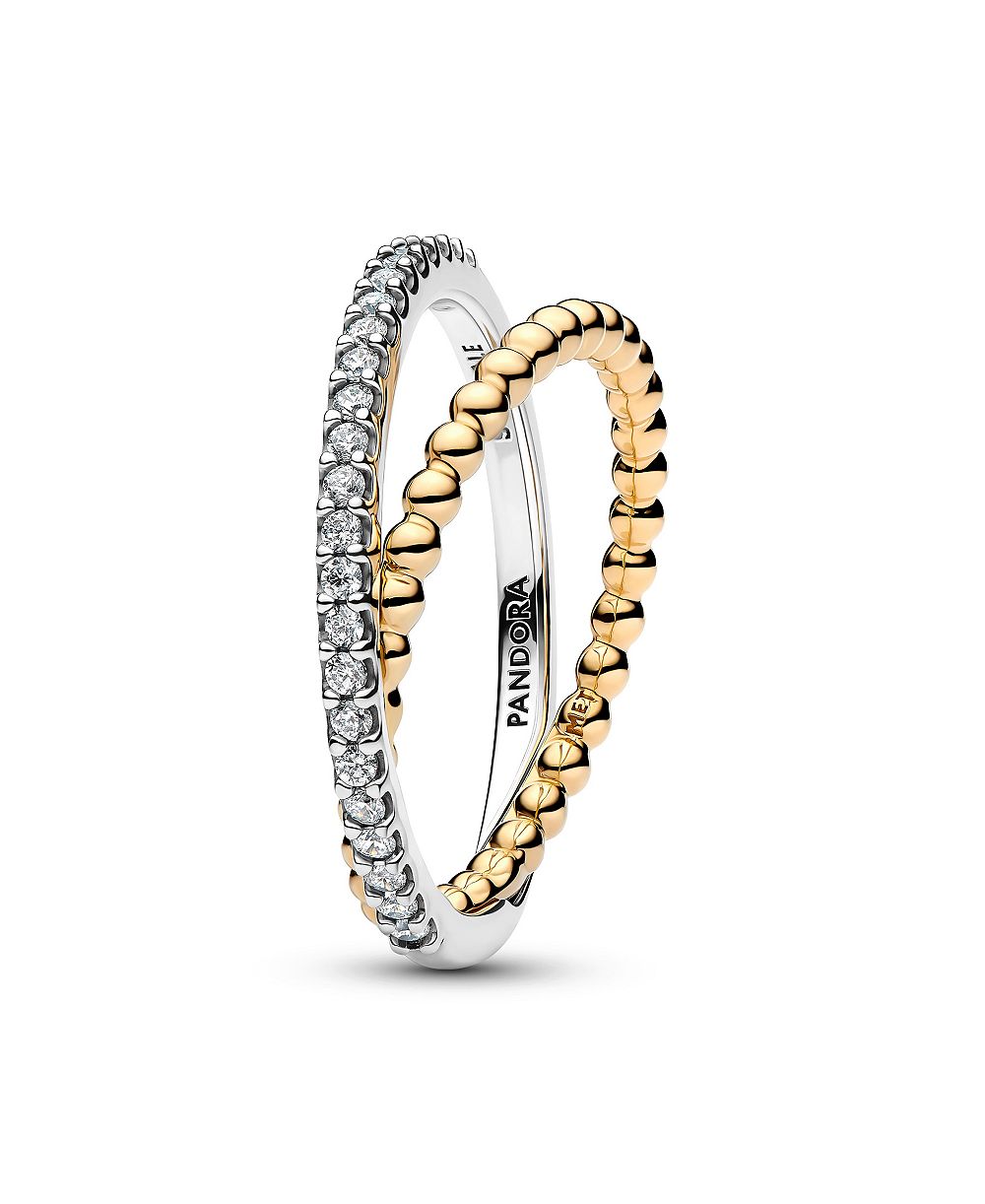 Pandora Cubic Zirconia Two-Tone Crossover Ring