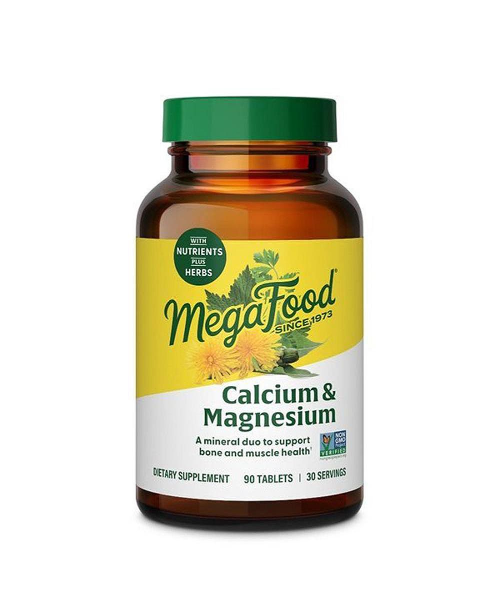MegaFood добавка кальций и магний, глицинат магния, для здоровья костей и сердца, 90 шт.