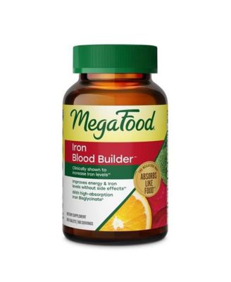 MegaFood Blood Builder Iron Supplement for Women and Men with Vitamin C, B12 and Folic Acid, 180 Ct