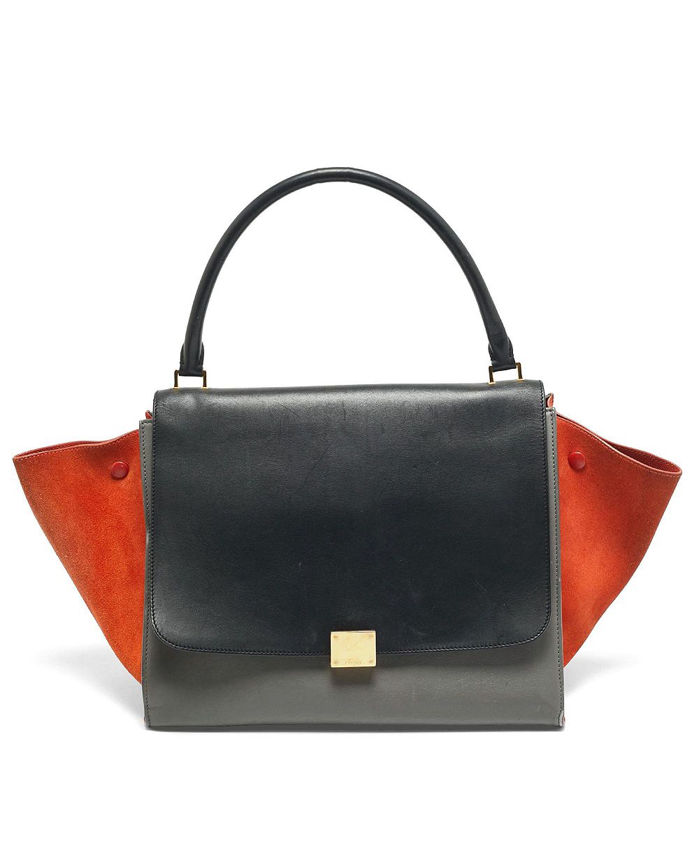 Pre-Owned Celine женская большая сумка-саквояж из кожи и замши Trapeze