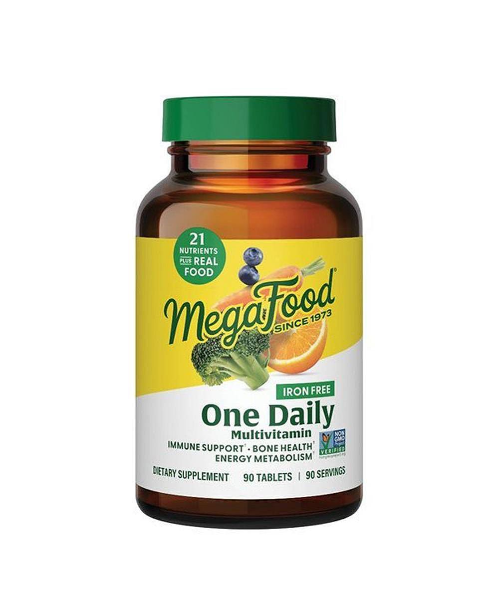 MegaFood One Daily Iron Free Multivitamin for Women and Men, Bone and Immune Support, 90 Ct