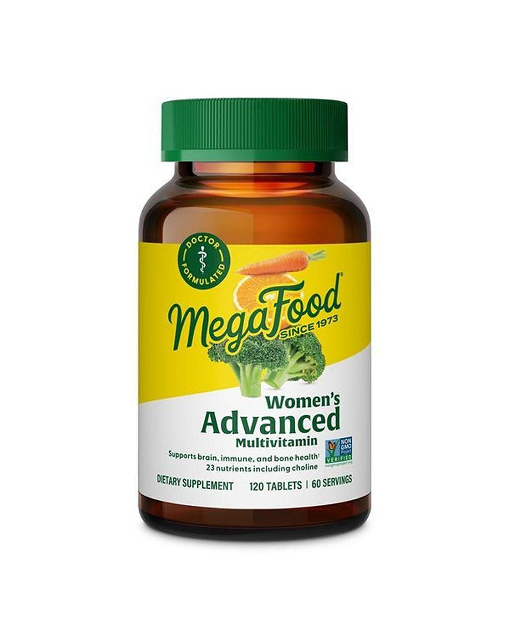 MegaFood мультивитамины Advanced для женщин с железом, холином, метилкобаламином B12, метилфолатом, витамином D3, C и цинком, 120 шт