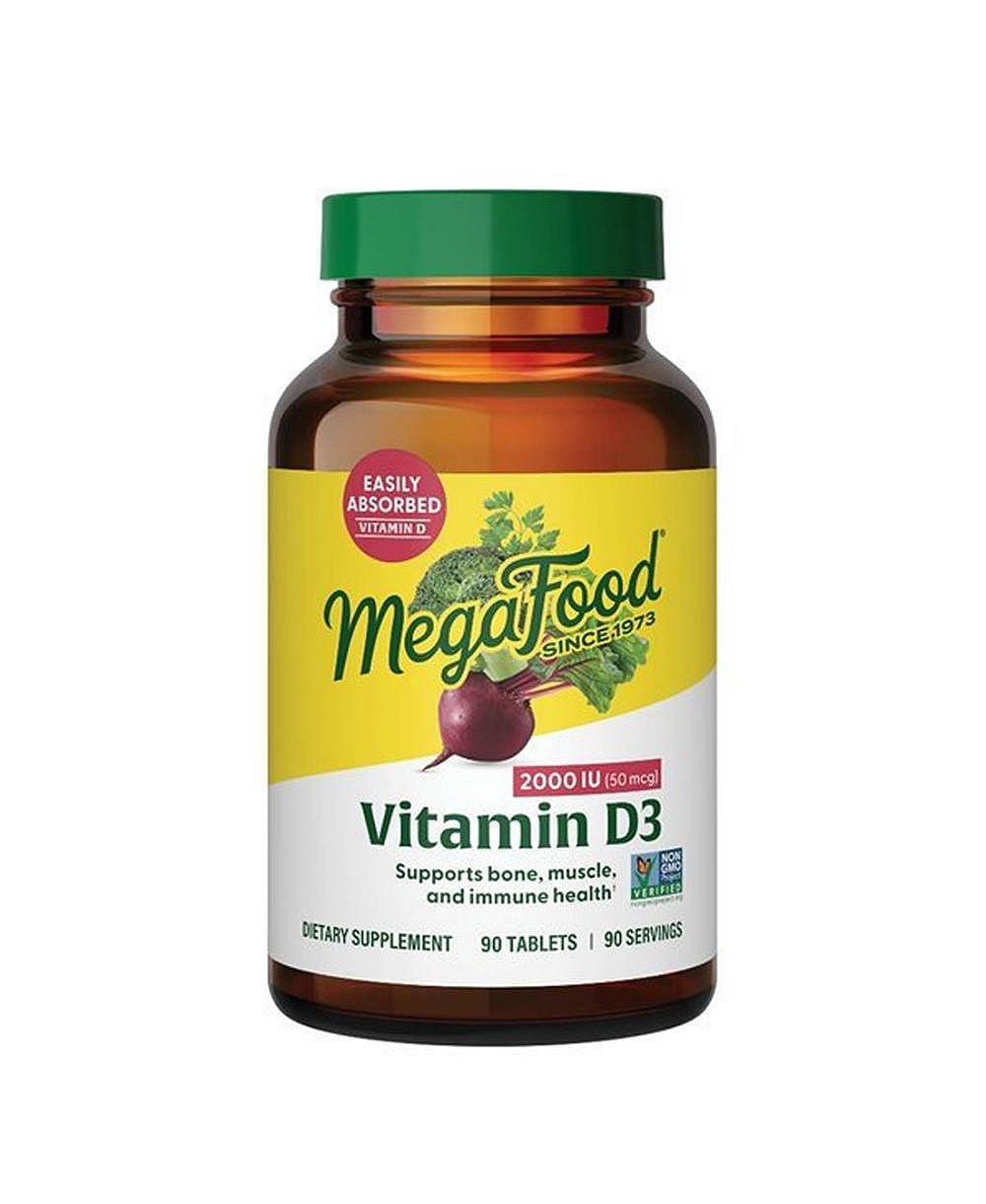 Витамин D3 MegaFood 2000 МЕ, поддержка костей, мышц и иммунитета, таблетки, 90 шт