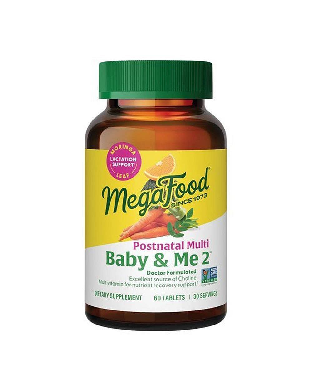 MegaFood мультивитамины для беременных и кормящих Baby and Me 2 с холином, метилированным фолатом и листьями моринги, 60 шт