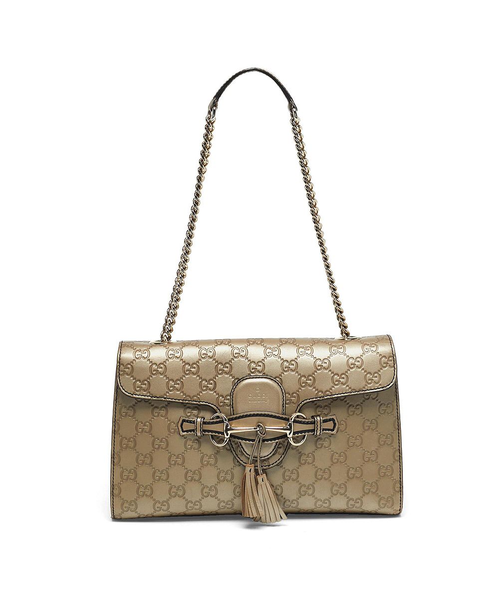 Pre-Owned Gucci Emily Guccissima Leather Chain-Strap Medium Shoulder Bag