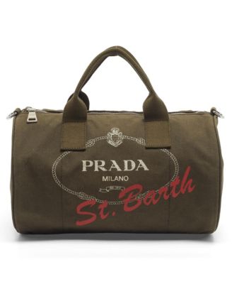 Pre-Owned Prada Women's St. Barth Logo Canvas Boston Bag