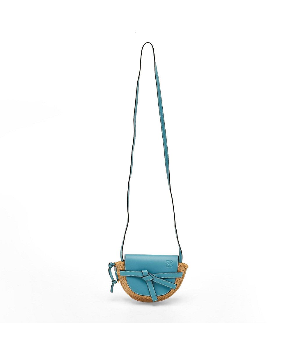 Pre-Owned Loewe Женская мини-сумка через плечо из рафии и кожи Gate
