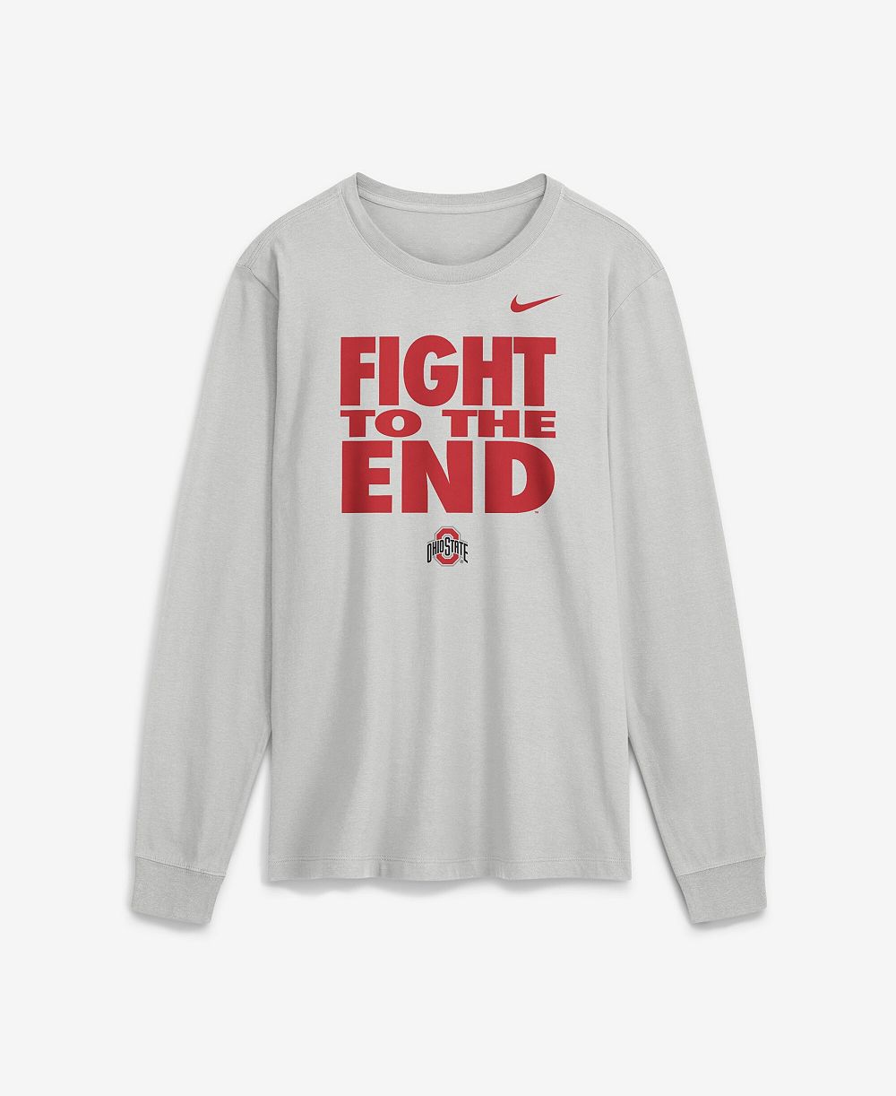 Nike Men's Ohio State Sideline Slogan Long-Sleeve Crewneck T-Shirt
