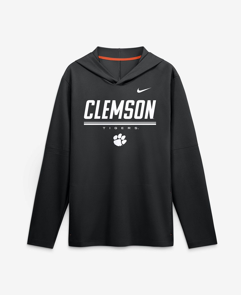 Nike мужская худи с длинным рукавом Clemson Тайгерс Sideline Lightweight Dri-FIT