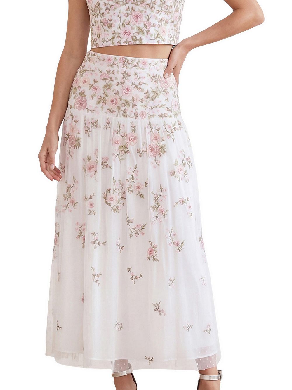 Needle & Thread Women's Eden Rose Floral-Print High-Waisted Maxi Skirt