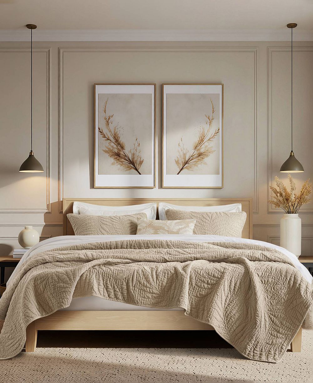 Harbor House комплект стеганых одеял Botanical Leaves из каменной стирки хлопка, 3 предмета, размер King