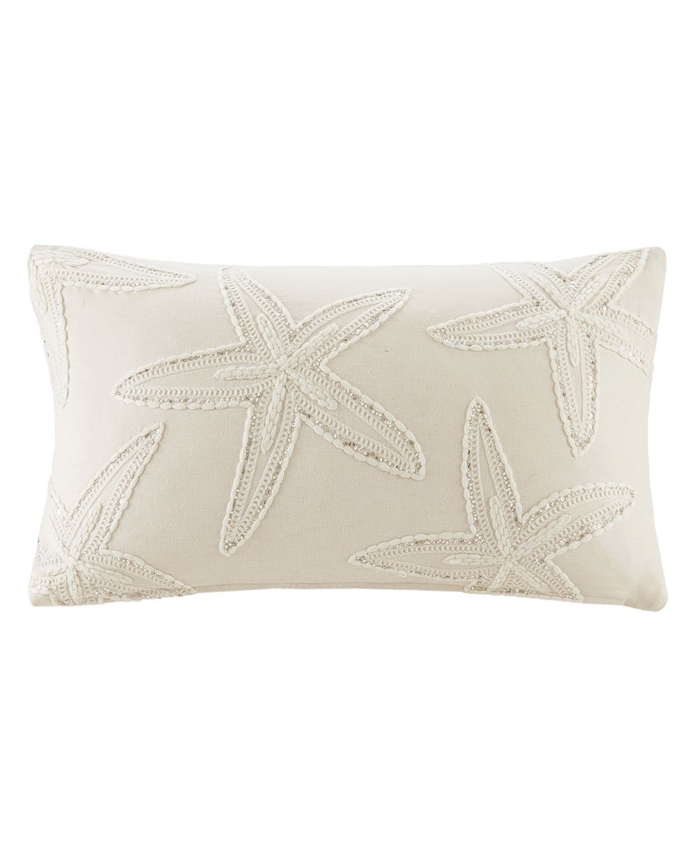 Harbor House Lily Starfish Embroidered Decorative Pillow Cover, 14" x 24"