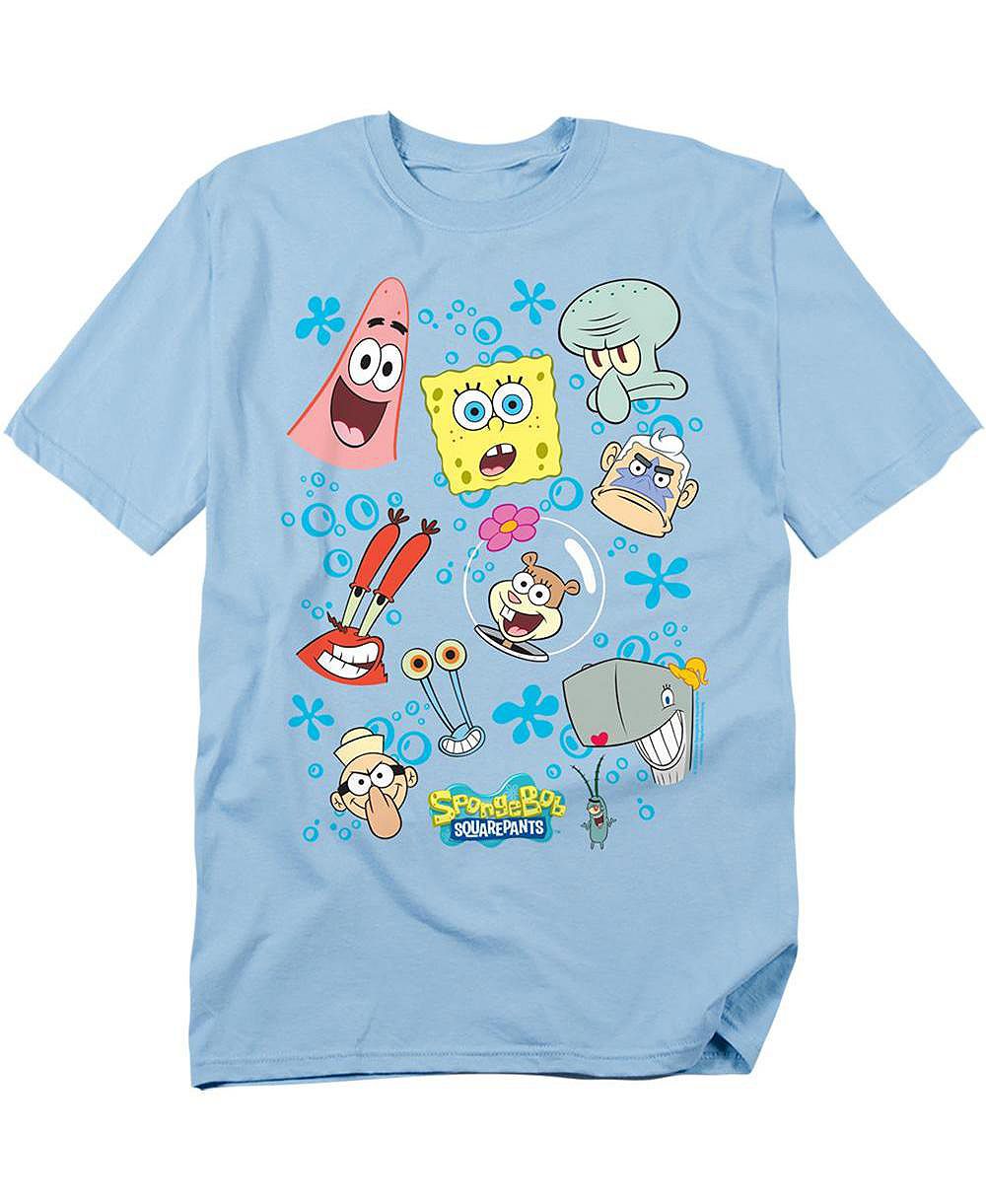 SpongeBob SquarePants Men's Character Faces Graphic Crewneck T-Shirt