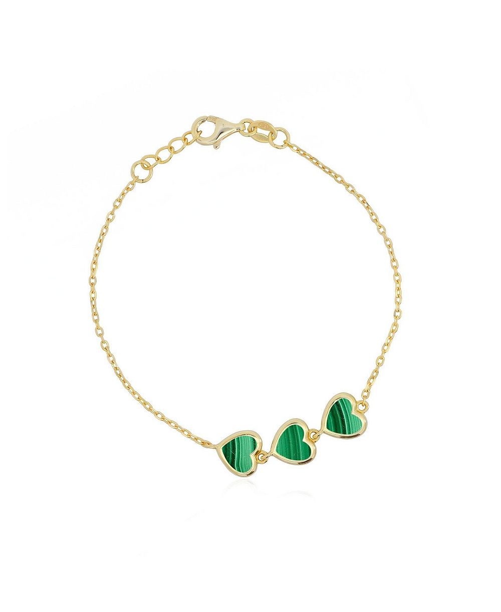 Браслет The Lovery Malachite Trio Heart 14K