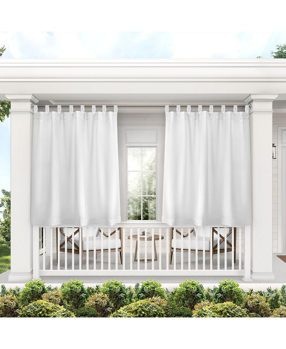 EXCLUSIVE HOME Cabana Solid Indoor/Outdoor Light Filtering, Hook-and-Loop Tab Top Curtain Panels (Set of 2)