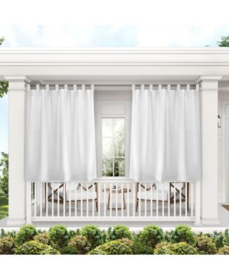 EXCLUSIVE HOME Cabana Solid Indoor/Outdoor Light Filtering, Hook-and-Loop Tab Top Curtain Panels (Set of 2)