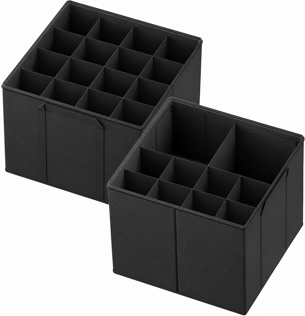SpaceAid Shoe Organizer for Closet, 2 Pack Foldable Shoe Storage Bins with Adjustable Dividers, Holds 16-32 Pairs