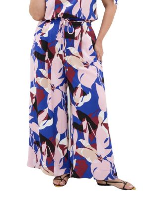 CITY CHIC Plus Size Floral-Print High-Rise Wide-Leg Pants
