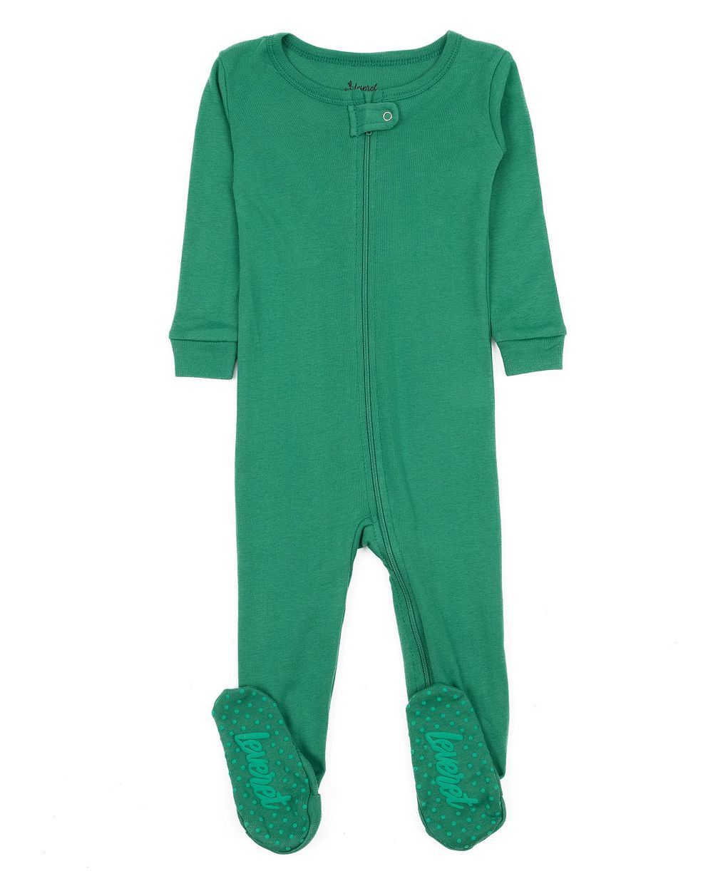 Leveret Детские пижамы из хлопка с ножками, подходящие для всей семьи, однотонные, 03M-24M