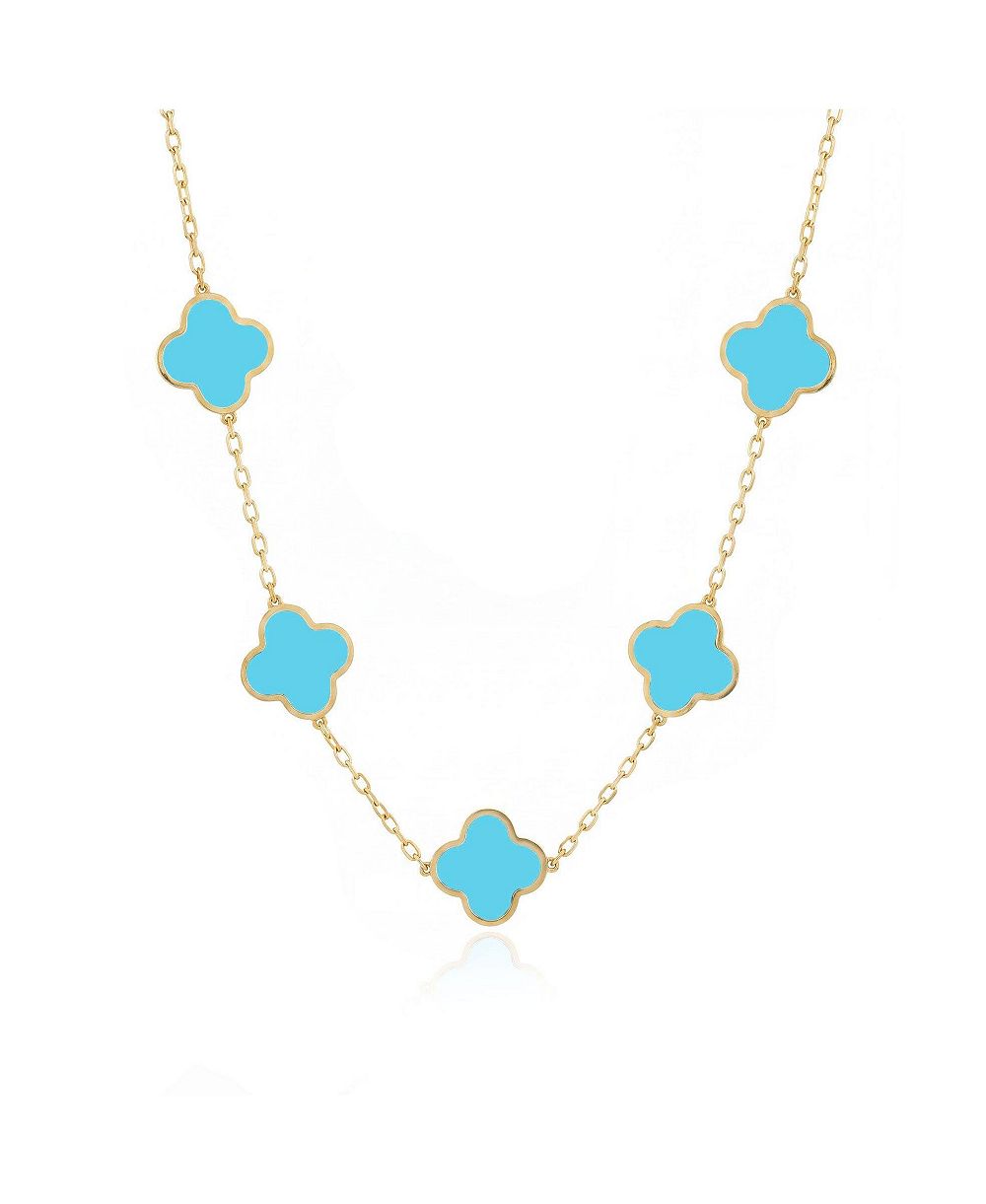 The Lovery классическое ожерелье с клевером Turquoise 14K Gold Plated Sterling Silver