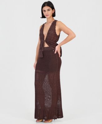 GUESS Women's Vivianne Crochet High-Waisted Maxi Skirt