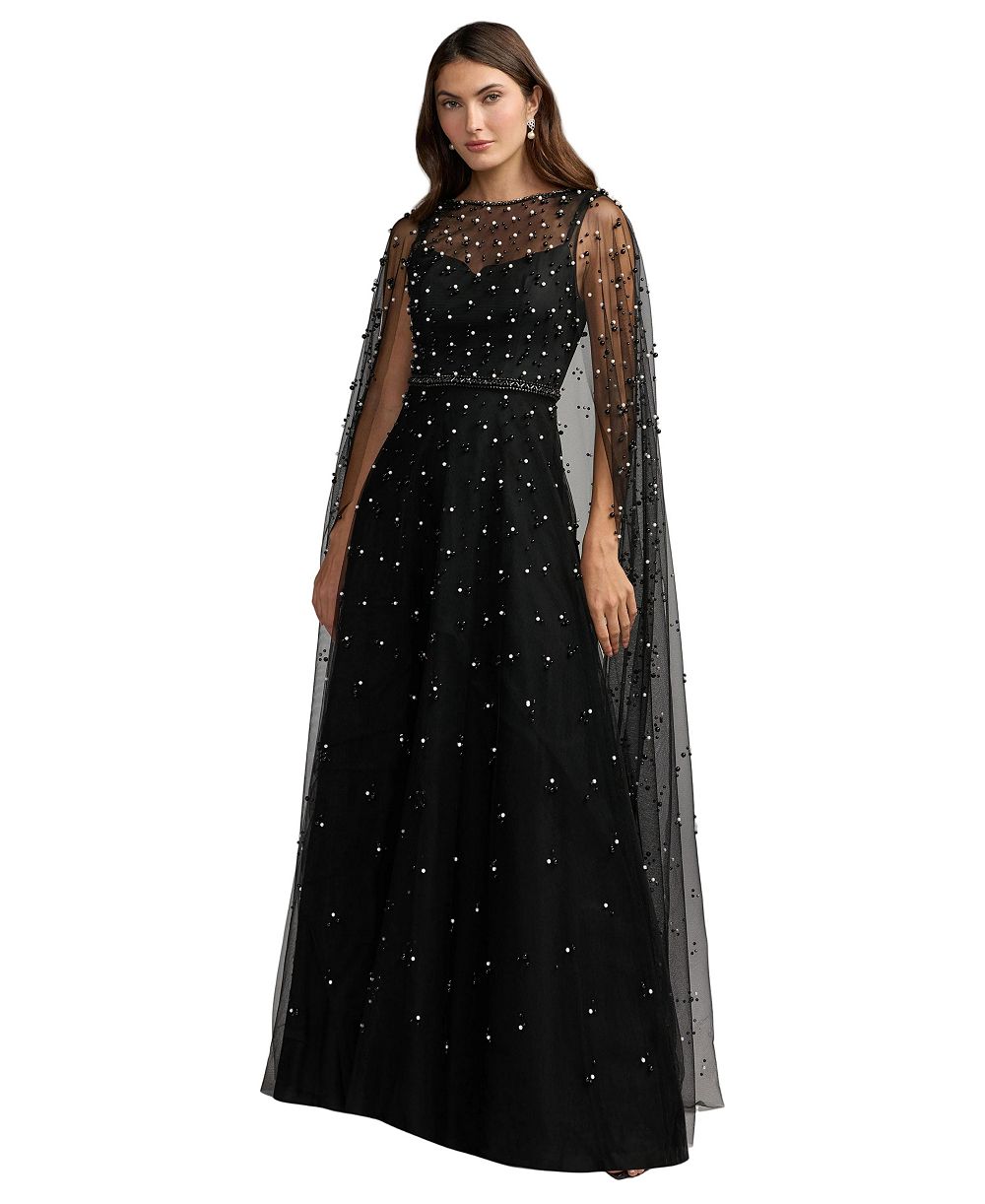 Женское вечернее платье Mac Duggal A-line с капюшоном и жемчужной отделкой