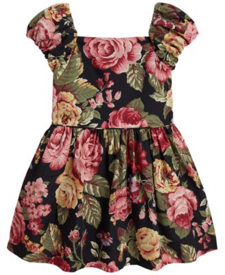Polo Ralph Lauren Girls' 2T-6X Floral Fit-and-Flare Puff Sleeve Dress