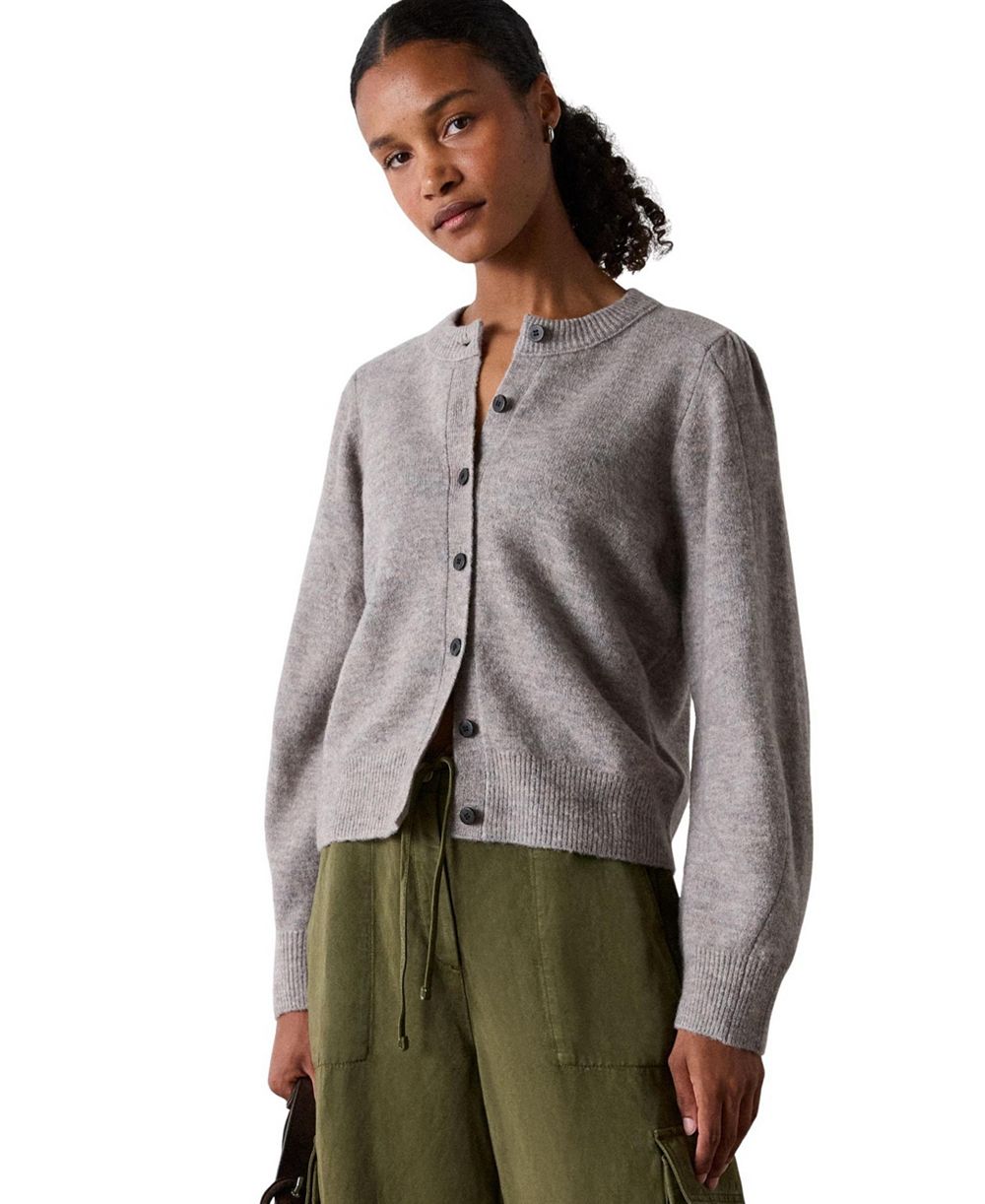 Whistles Women's Wool Mix Puff Sleeve Cardigan