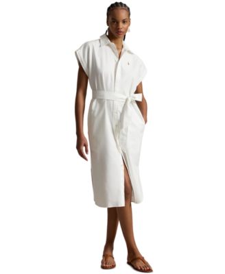 Polo Ralph Lauren Women's Point Collar Cap-Sleeve Belted Shirt-Dress