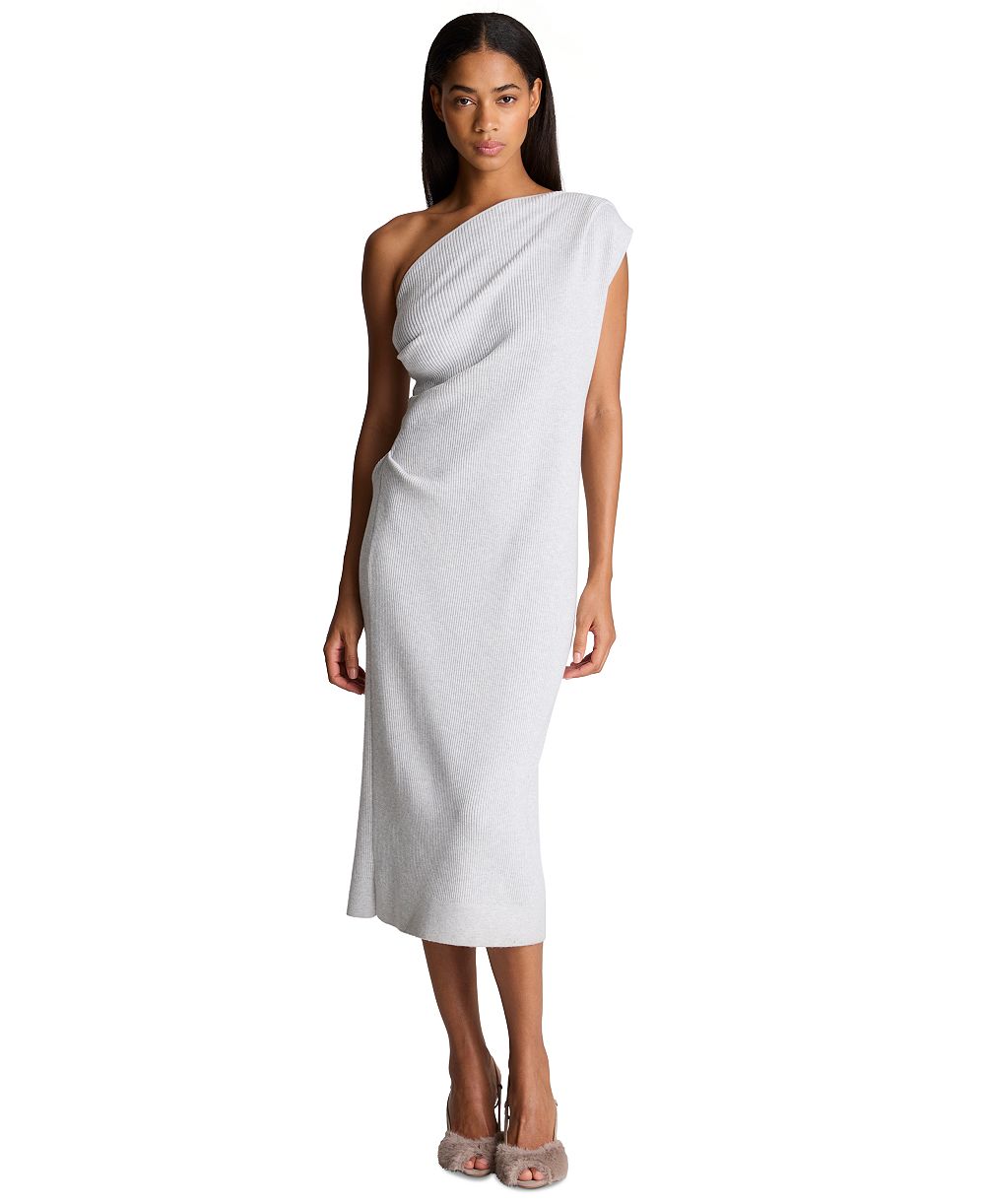 Kenneth Cole Women's One-Shoulder Sleeveless Midi Sweater Dress