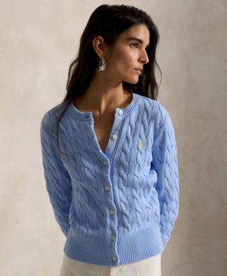 Женский кардиган Polo Ralph Lauren из хлопкового трикотажа с круглым вырезом
