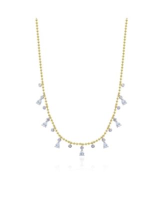 The Lovery Alternating CZ Station Dangle Bead Necklace 14K Gold-Plated Sterling Silver