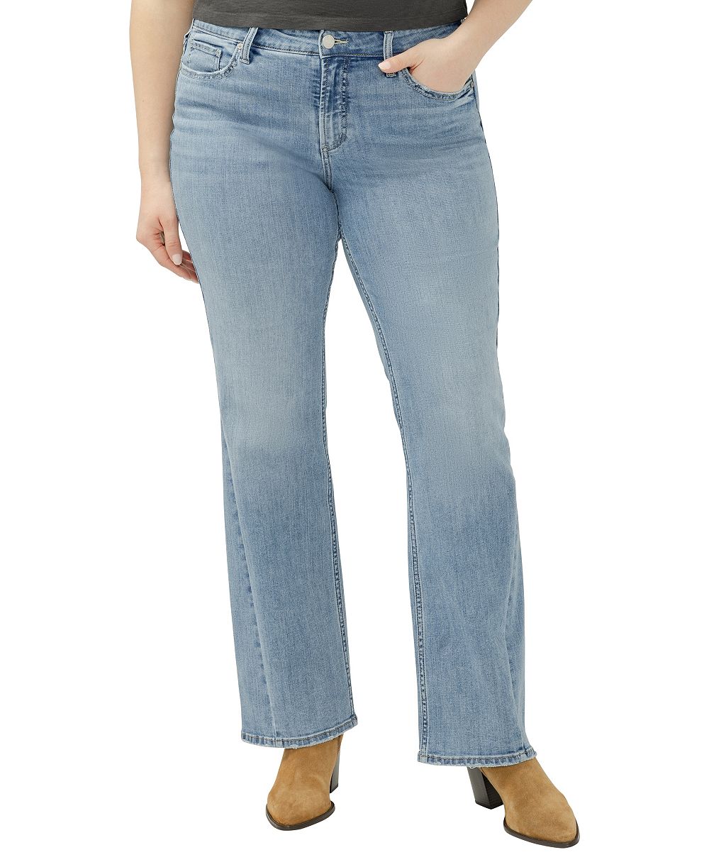 Джинсы Silver Jeans Co. Plus Size Suki с высокой посадкой, светлой стиркой и расклешенным низом