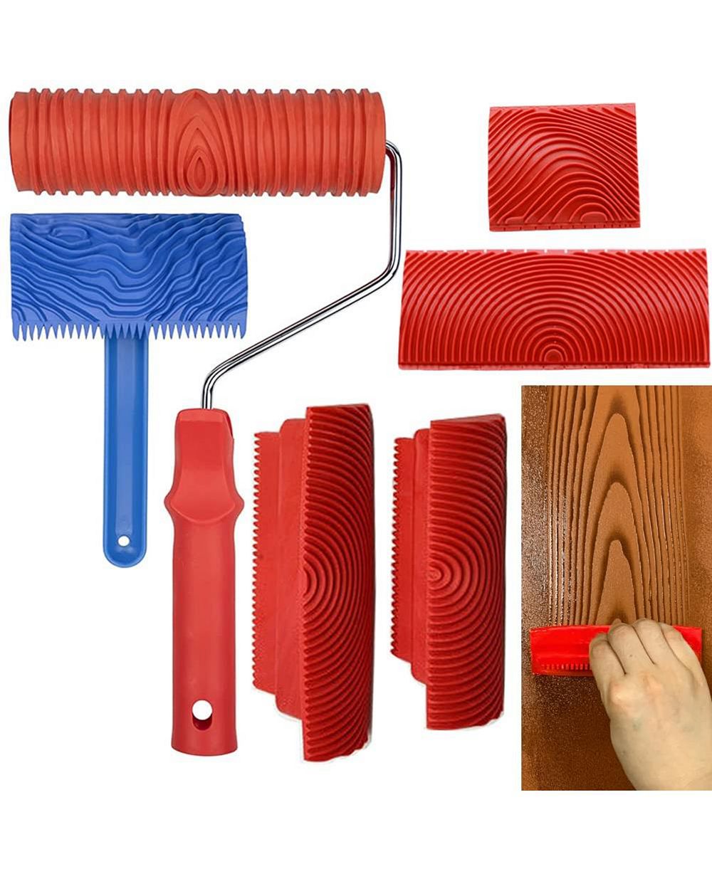 XDOVET Wood Graining Tool Set Roller Handle DIY Wall Decoration
