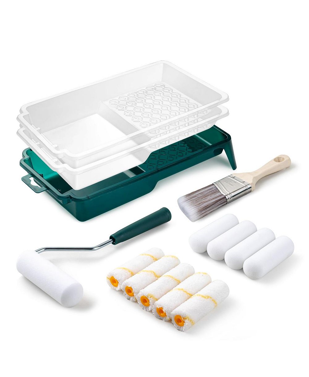 XDOVET Paint Roller Kit Small With Tray Liners Brush Covers For Walls Cabinets Ceilings