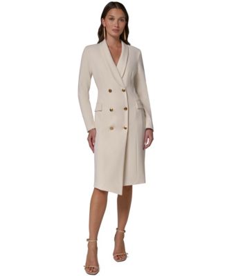 Donna Karan New York Women's Double-Breasted Shawl Collar Asymmetric-Front-Hem Blazer Dress