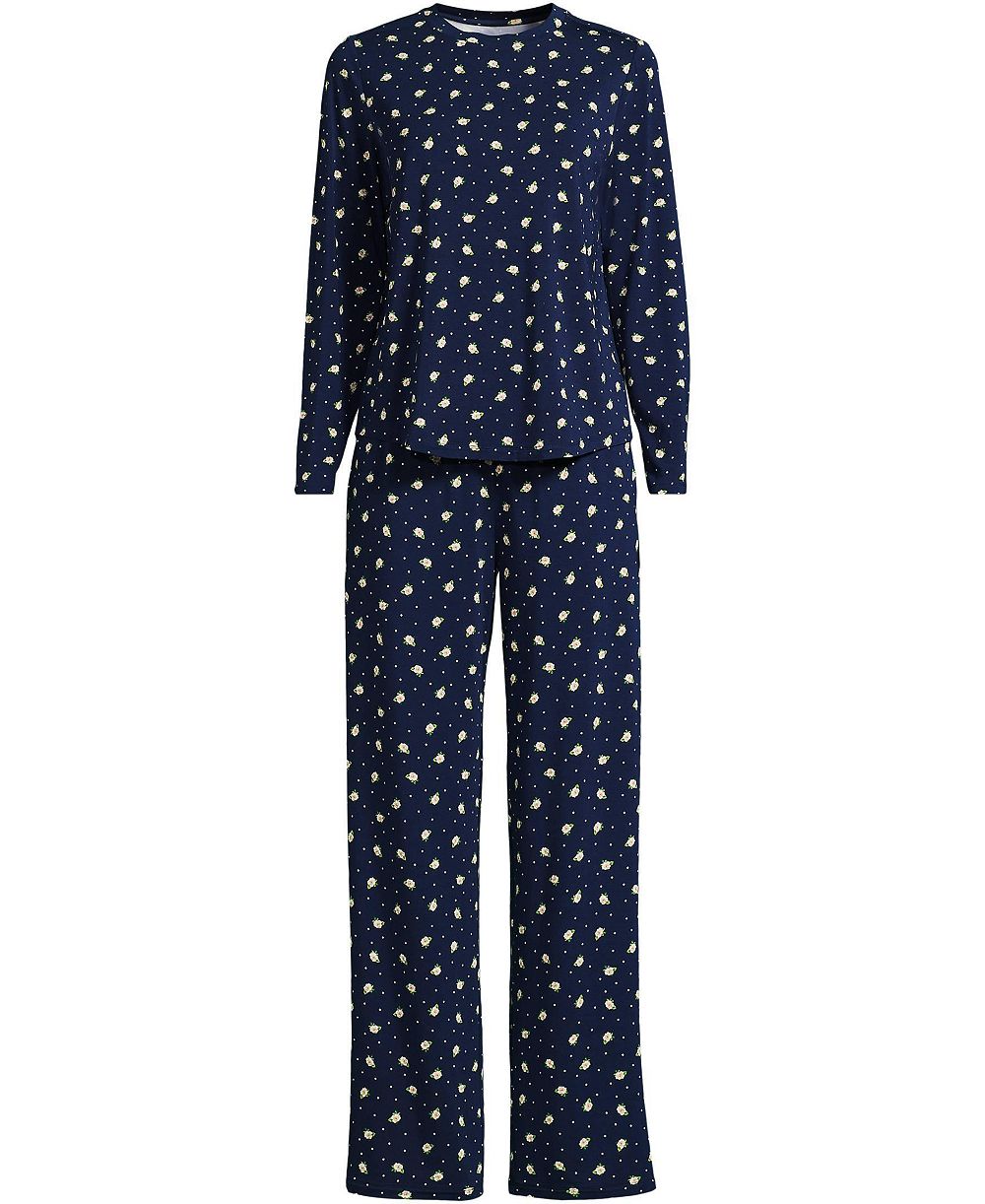 Lands' End Women's Crewneck Long-Sleeve Top and Pants Set