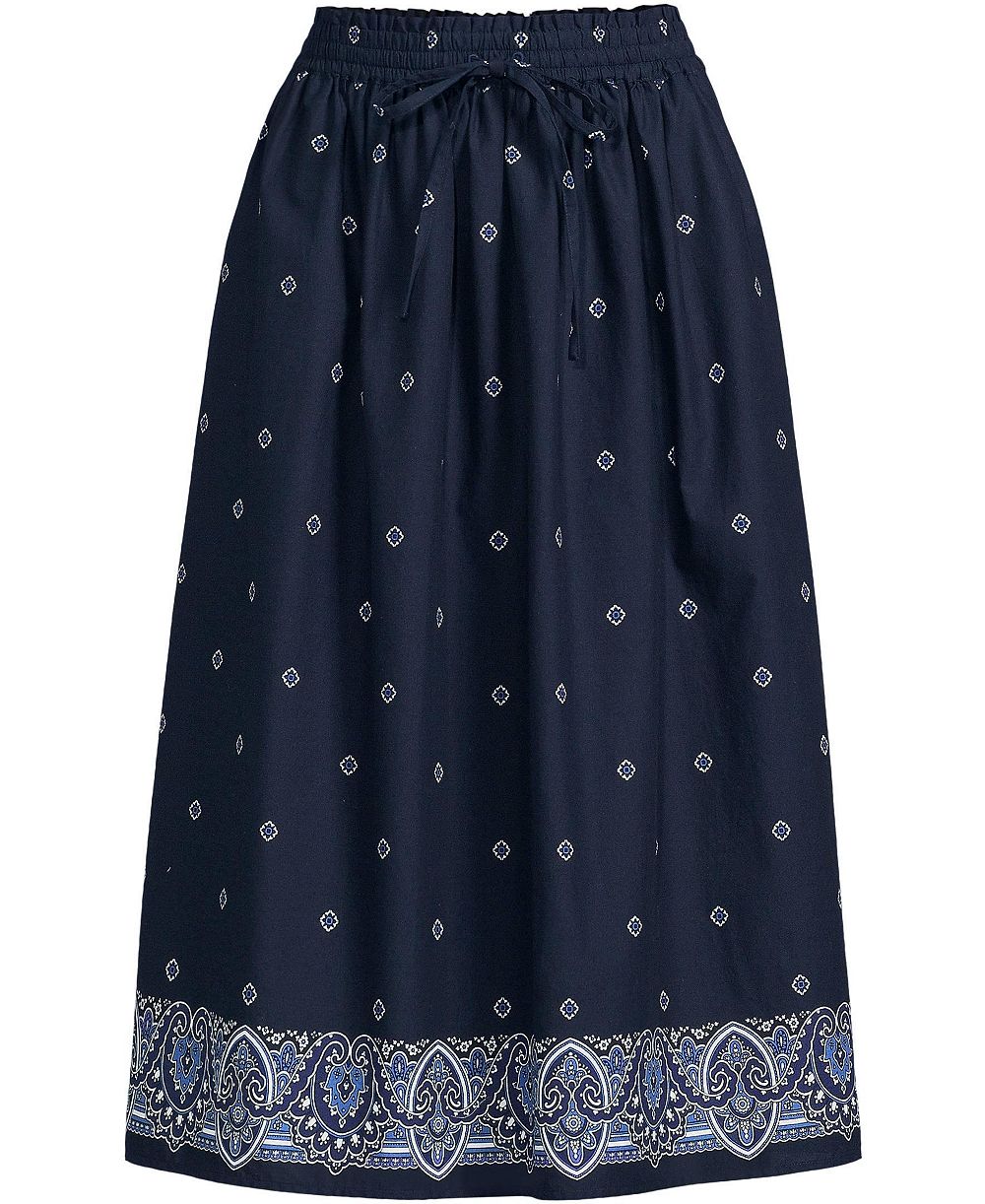 Lands' End Women's Poplin Pull On Midi Skirt