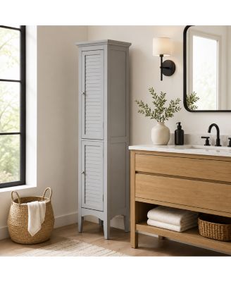 Высокий шкаф Teamson Home Glancy 63"H из льна с дверцами- shutters