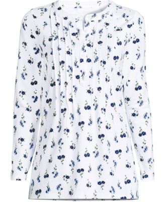 Lands' End Plus Size Long-Sleeve Pintuck Tunic Blouse