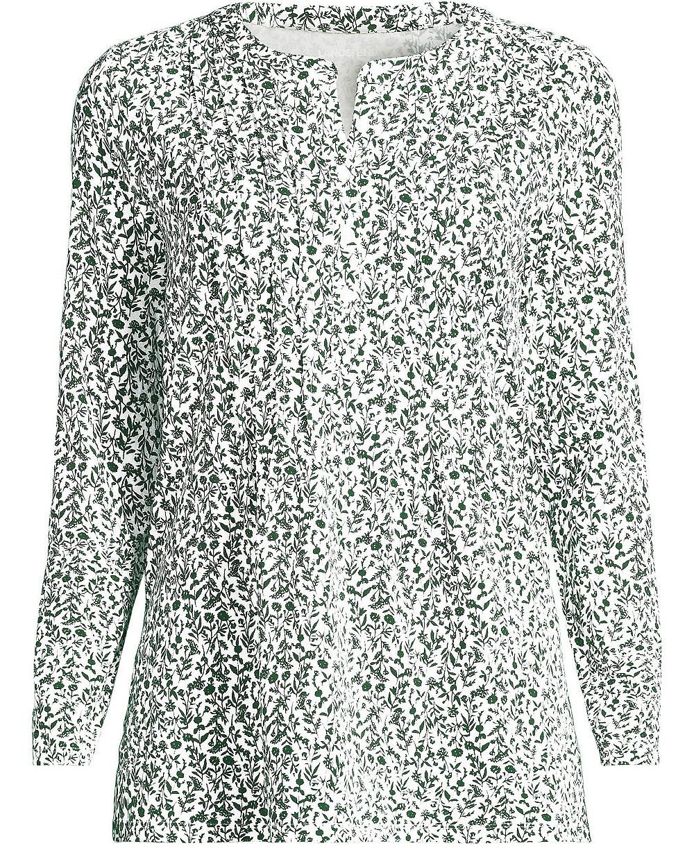 Lands' End Plus Size Long-Sleeve Pintuck Tunic Blouse