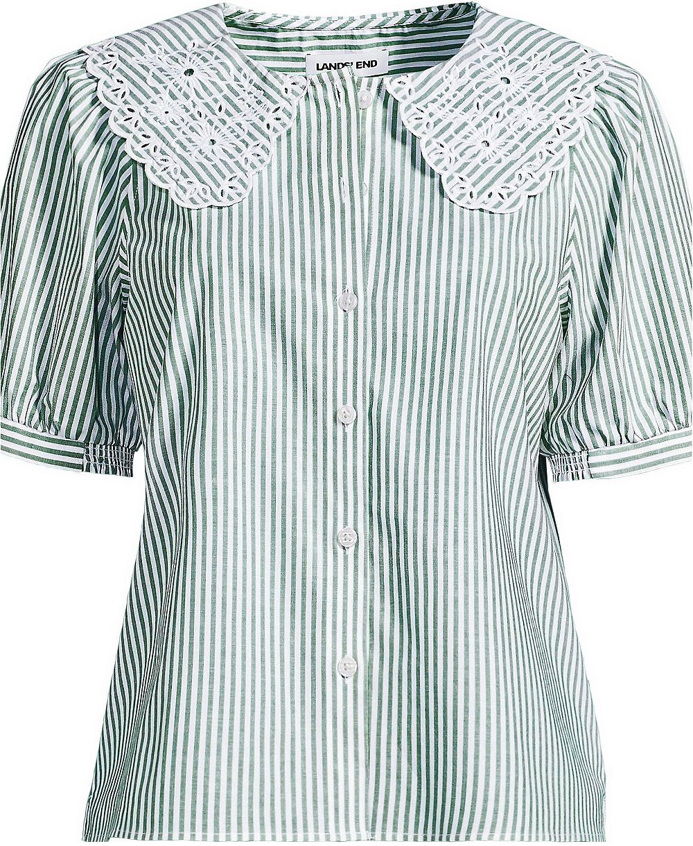 Женская блуза Lands' End Plus Size с волнистым воротником и пышными рукавами