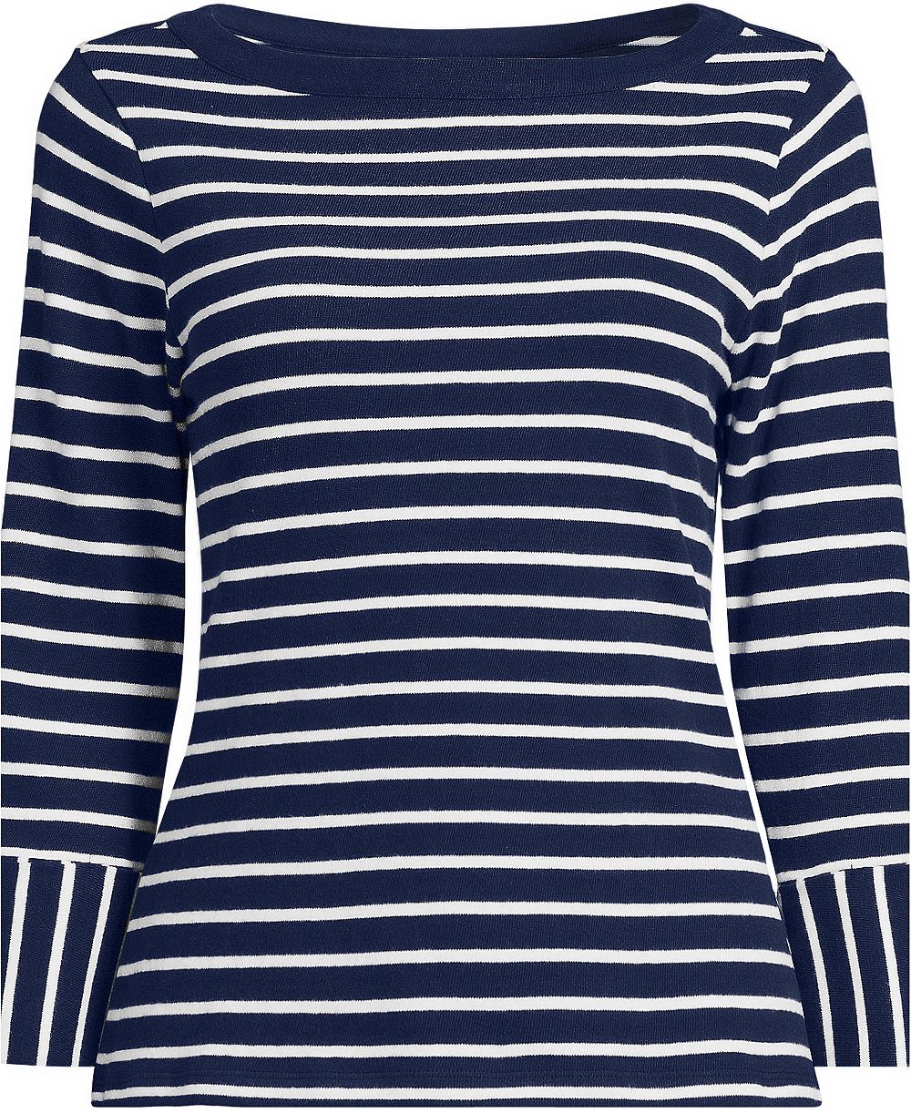 Lands' End хлопковая футболка большого размера с круглым вырезом и рукавом 3/4