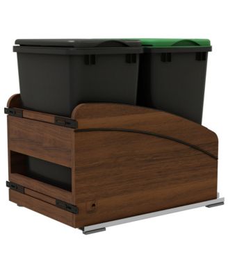 Rev-A-Shelf двойной выдвижной контейнер для мусора из ореха, с плавным закрыванием, 35 кварт, черный