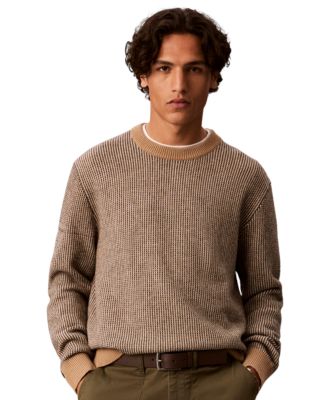 Calvin Klein Men's Cotton-Wool Blend Dotted Stitch Classic-Fit Sweater