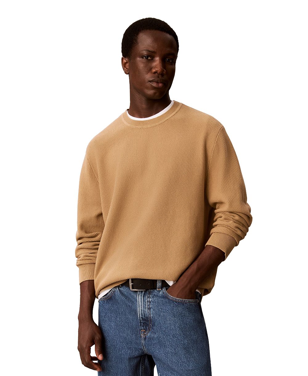 Calvin Klein Men's Textured Cotton Crewneck Sweater
